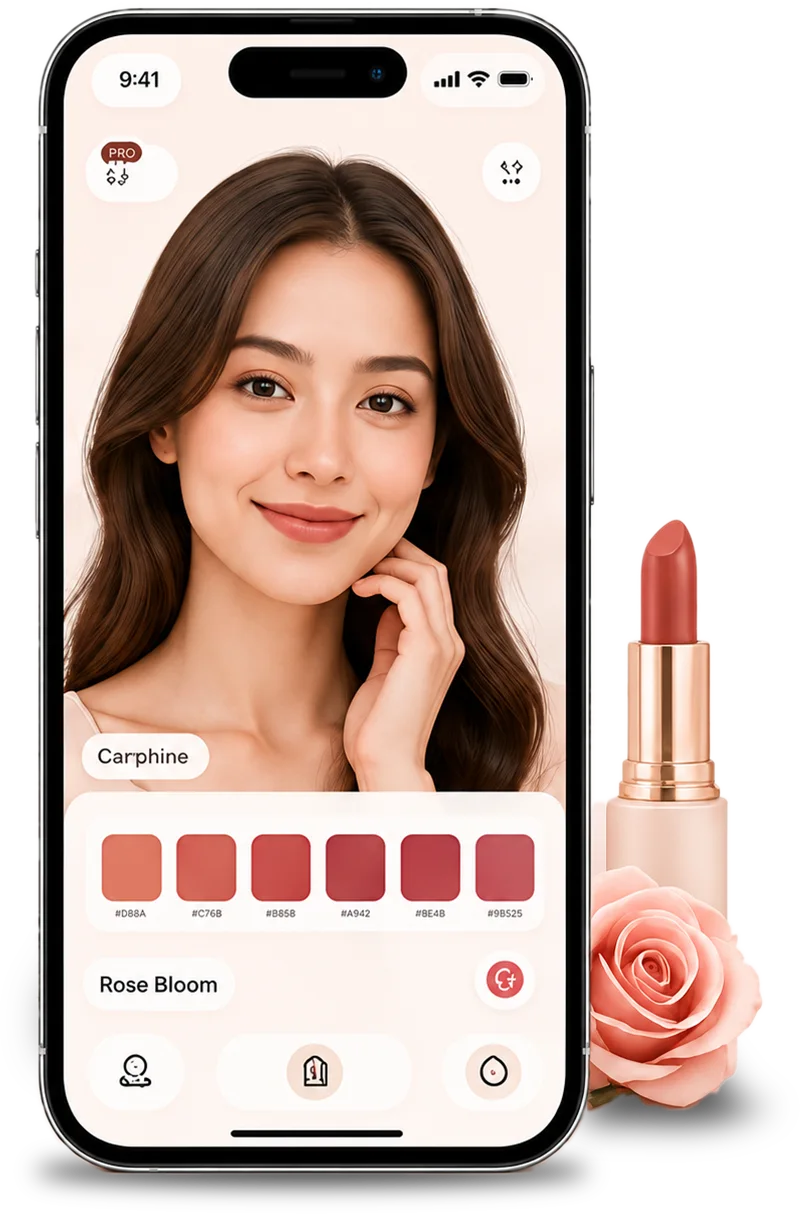 Shopper previewing a makeup shade with MirrARly